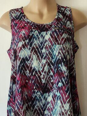 Signature Studio dressy tank sz XL purple aqua pink GUC